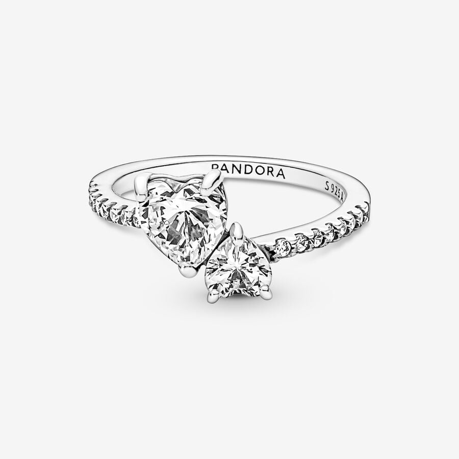 Cœur Pandora Double Sparkling Argent | 7315-NZDGW