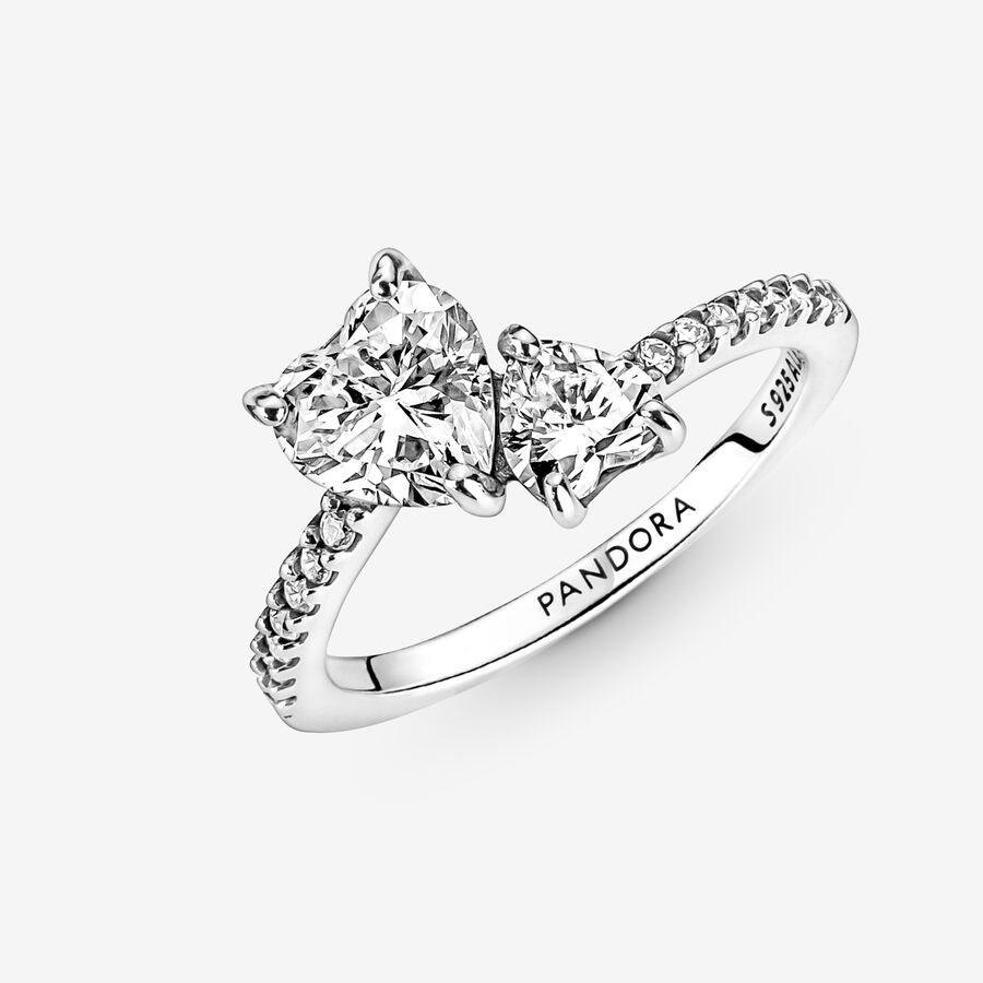 Cœur Pandora Double Sparkling Argent | 7315-NZDGW