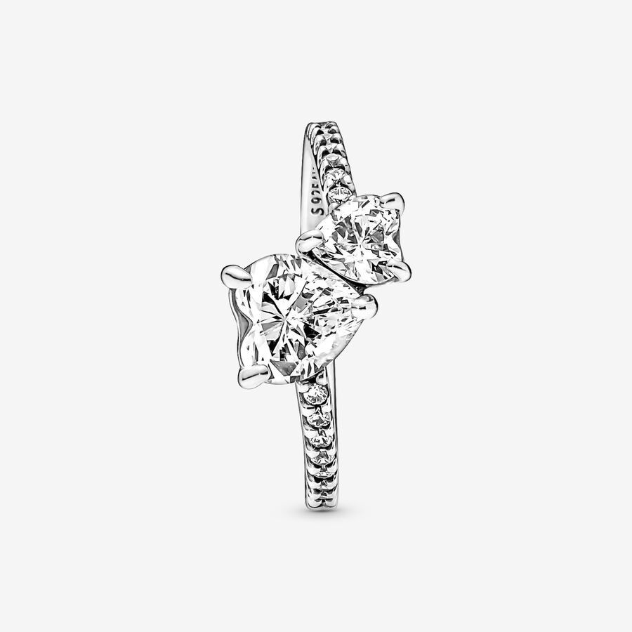 Cœur Pandora Double Sparkling Argent | 7315-NZDGW