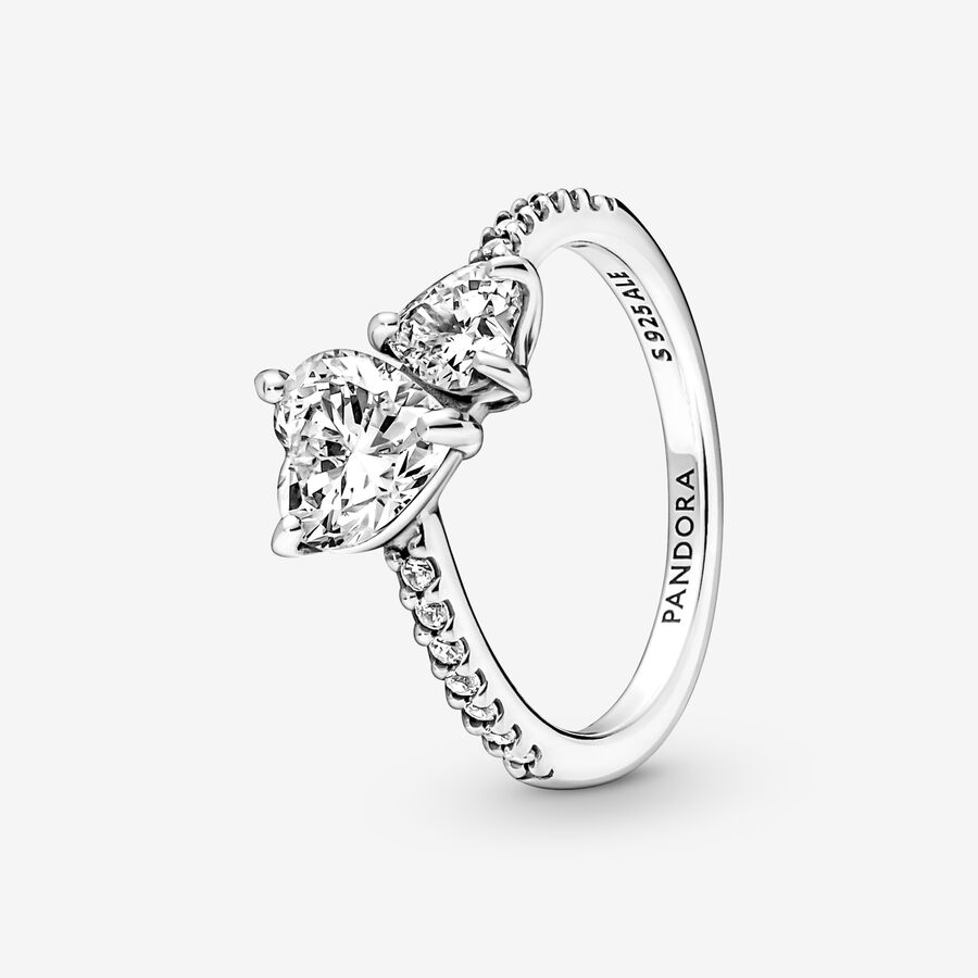 Cœur Pandora Double Sparkling Argent | 7315-NZDGW