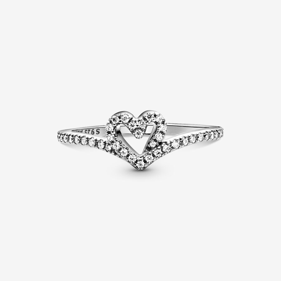 Cœur Pandora Sparkling Wishbone Argent | 5397-YJEGR