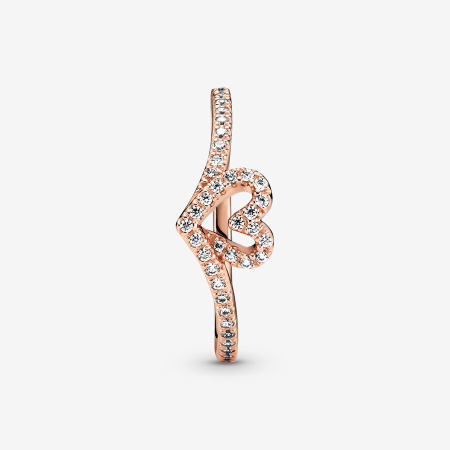 Cœur Pandora Sparkling Wishbone Rose Doré | 6739-GDYQA