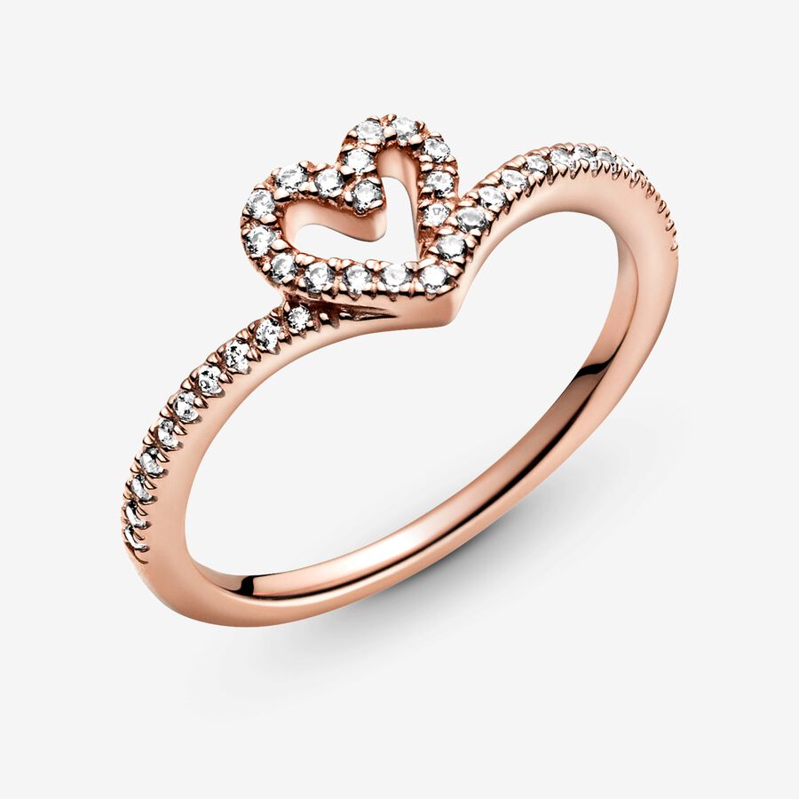 Cœur Pandora Sparkling Wishbone Rose Doré | 6739-GDYQA