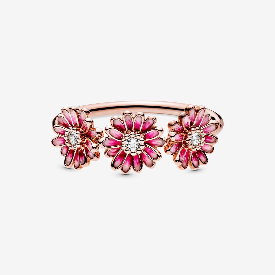 Déclaration Pandora Pink Daisy Flower Trio Rose Doré | 2471-FMILT