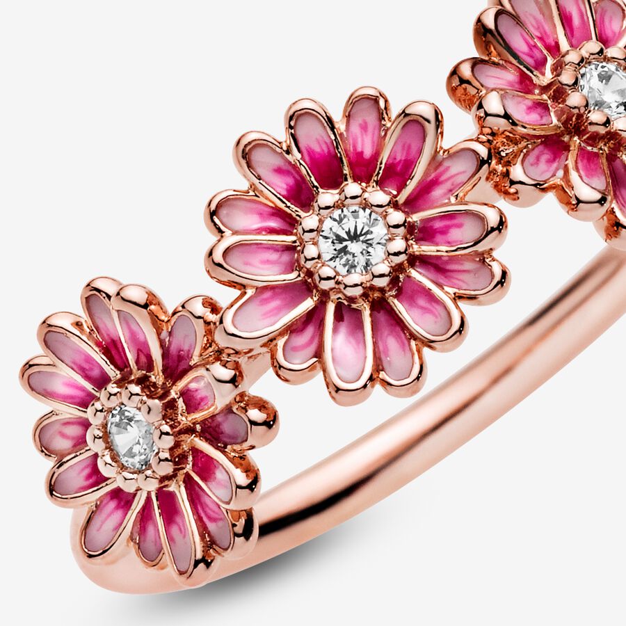 Déclaration Pandora Pink Daisy Flower Trio Rose Doré | 2471-FMILT