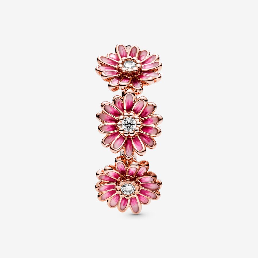 Déclaration Pandora Pink Daisy Flower Trio Rose Doré | 2471-FMILT