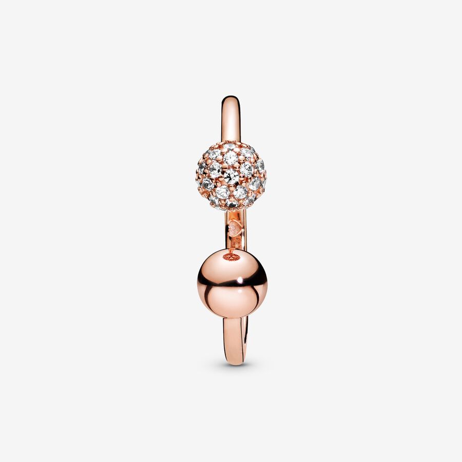 Déclaration Pandora Polished & Pave Bead Open Rose Doré | 0487-CUPYQ