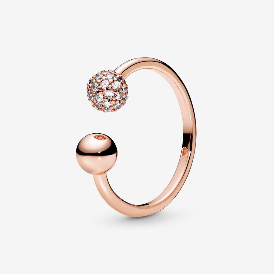 Déclaration Pandora Polished & Pave Bead Open Rose Doré | 0487-CUPYQ