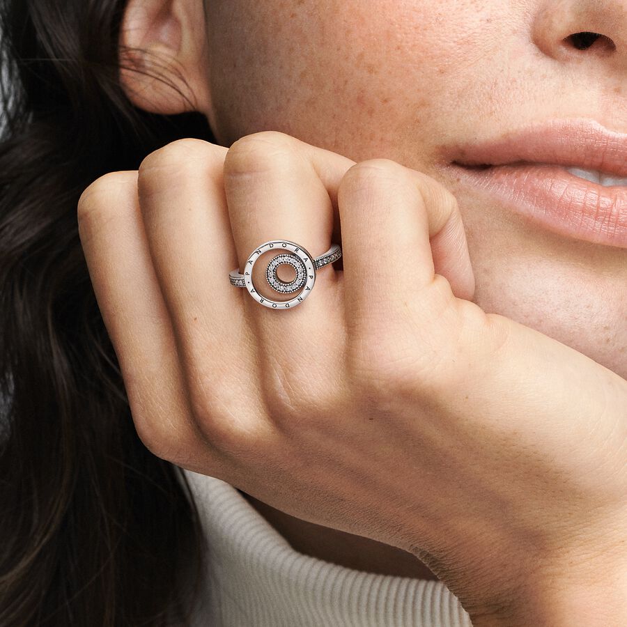 Déclaration Pandora Signature Logo Circles Pave Argent | 6405-QZMNB