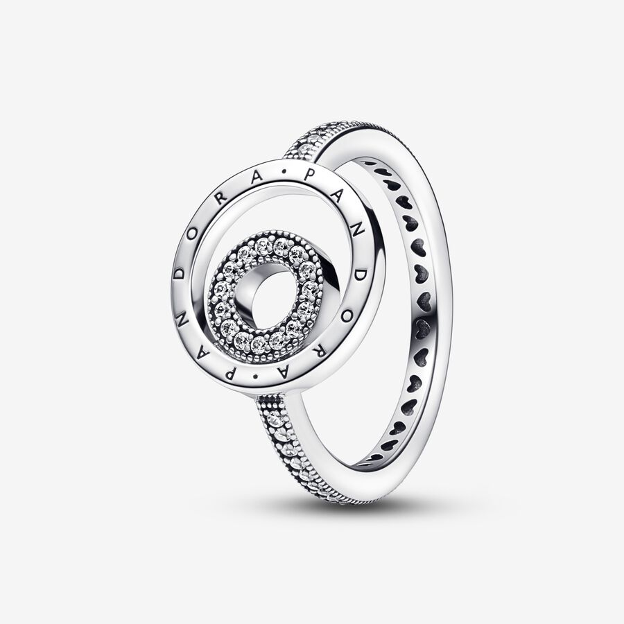 Déclaration Pandora Signature Logo Circles Pave Argent | 6405-QZMNB