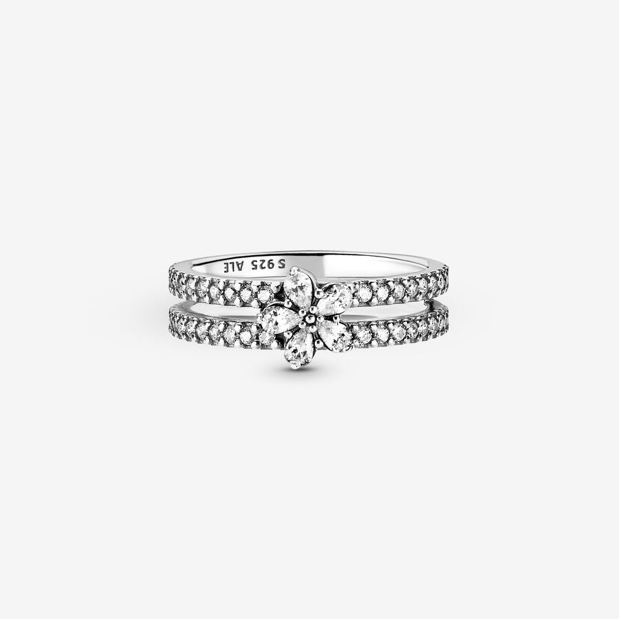 Déclaration Pandora Sparkling Snowflake Double Argent | 5976-UAXGE