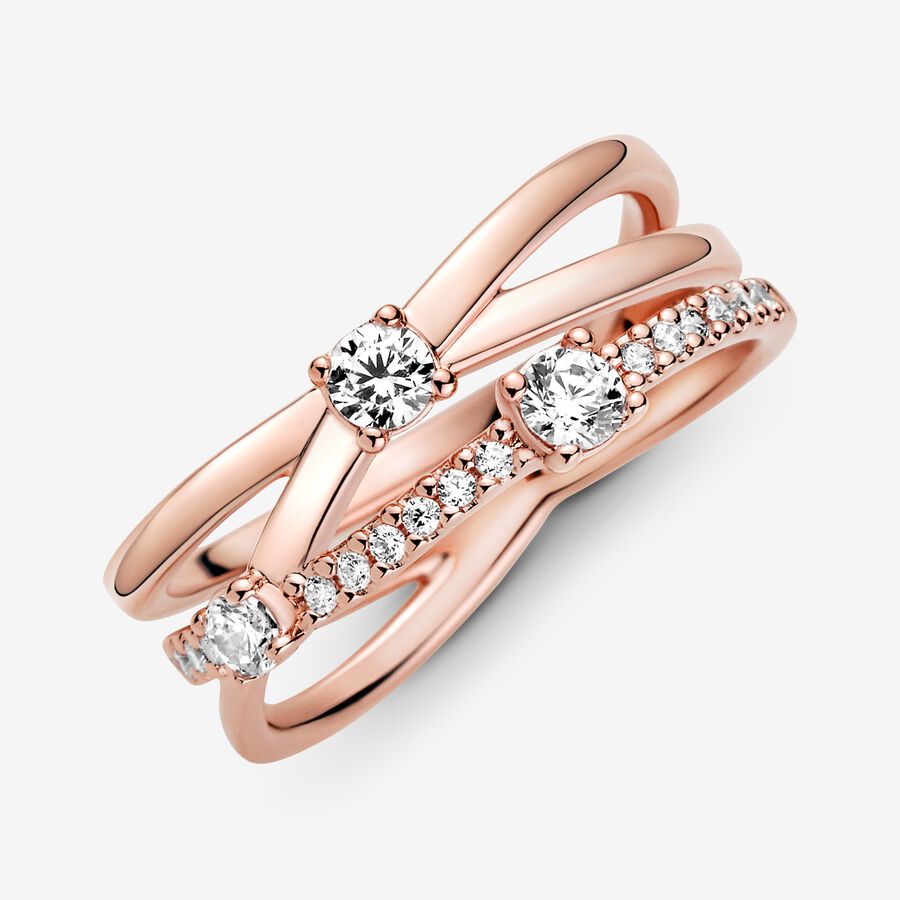 Déclaration Pandora Sparkling Triple Rose Doré | 4371-DTKMA