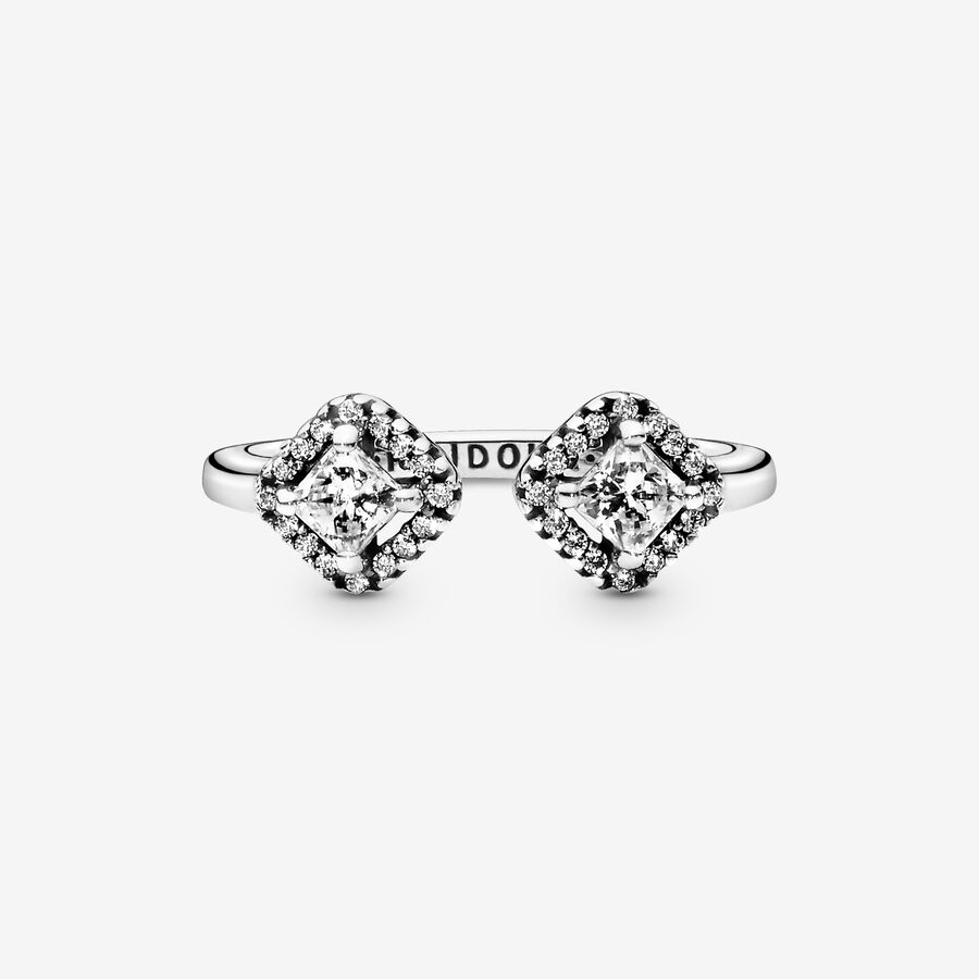 Déclaration Pandora Square Sparkle Open Argent | 1062-CXENS