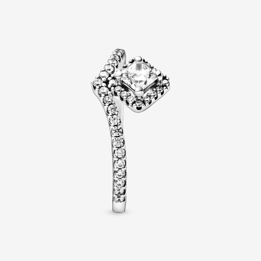 Déclaration Pandora Square Sparkle Wishbone Argent | 7568-KLXFA