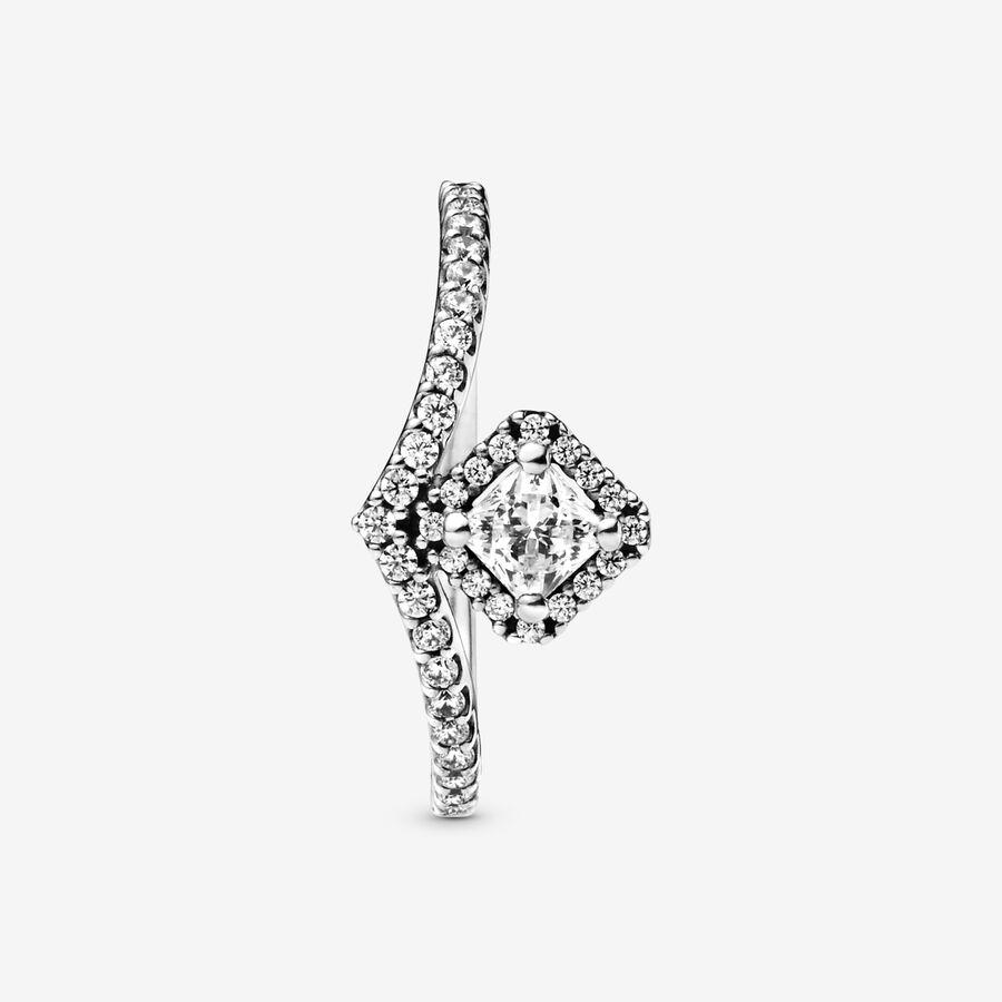 Déclaration Pandora Square Sparkle Wishbone Argent | 7568-KLXFA