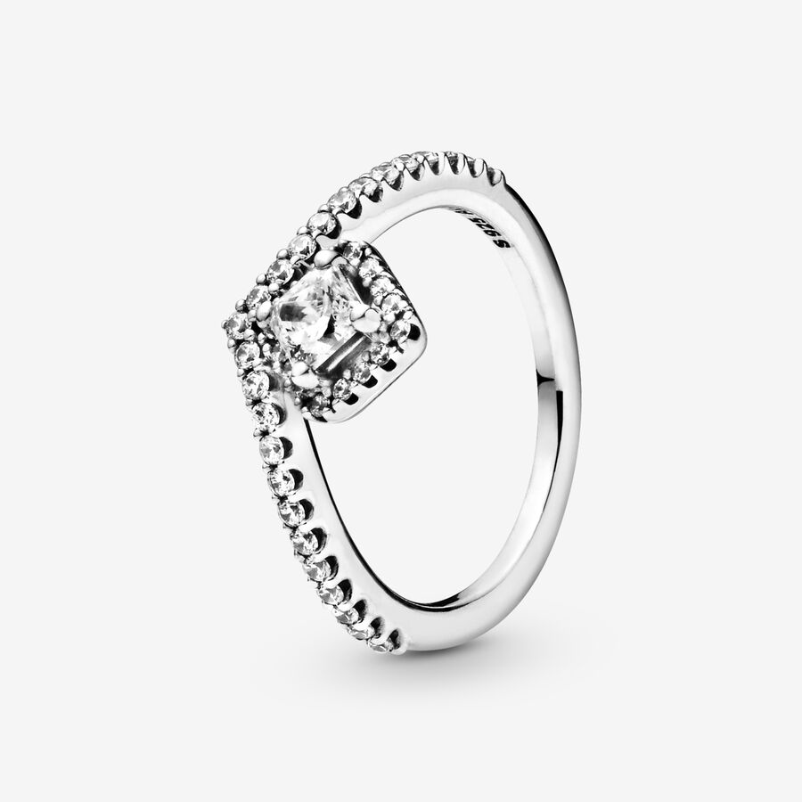 Déclaration Pandora Square Sparkle Wishbone Argent | 7568-KLXFA