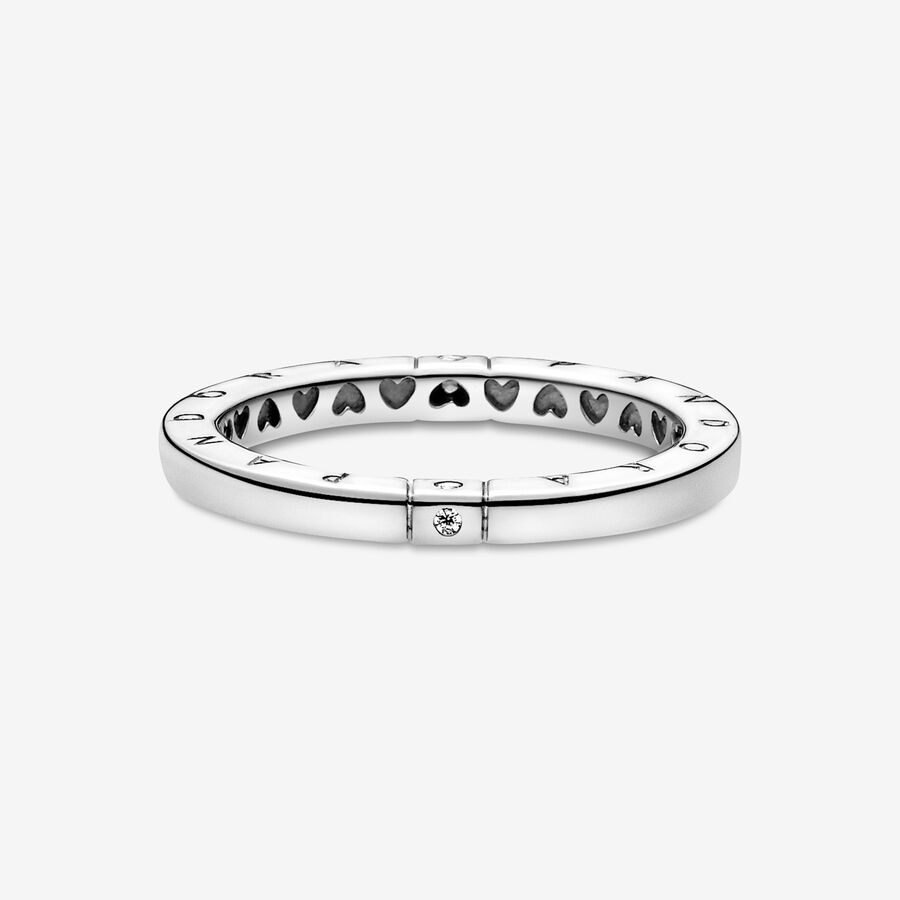 Empilable Pandora Logo & Hearts Argent | 2109-ZOTYW