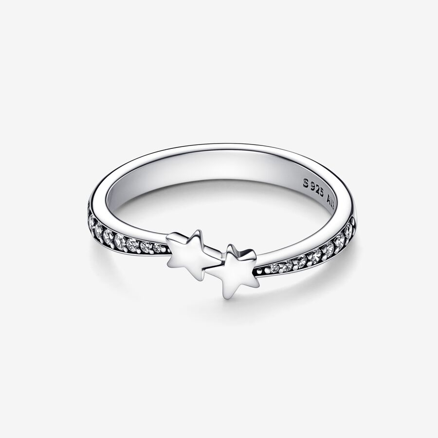 Empilable Pandora Shooting Stars Sparkling Argent | 1603-UDQZN