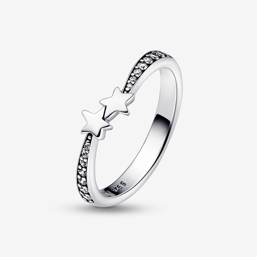 Empilable Pandora Shooting Stars Sparkling Argent | 1603-UDQZN