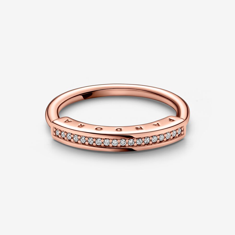 Empilable Pandora Signature I-D Pave Rose Doré | 2641-ZNVCJ