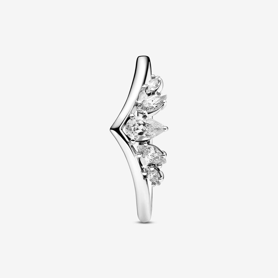 Empilable Pandora Sparkling Pear & Marquise Wishbone Argent | 4012-WVXZF