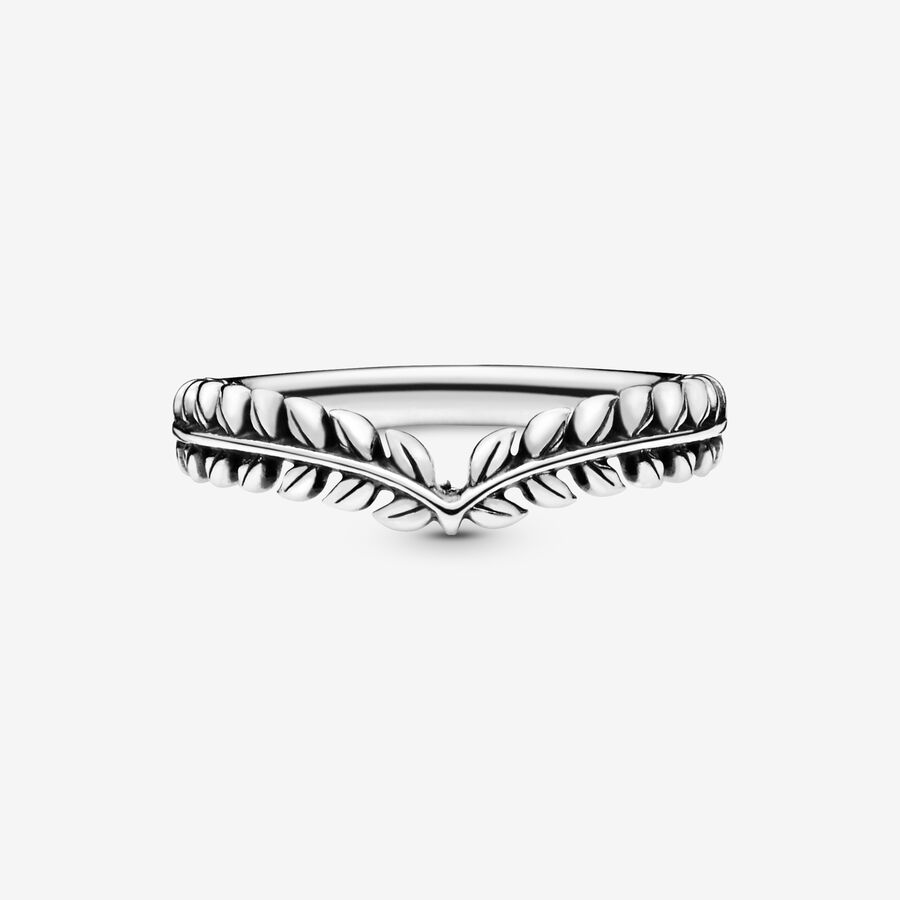 Empilable Pandora Wheat Grains Wishbone Argent | 8963-WJRQT