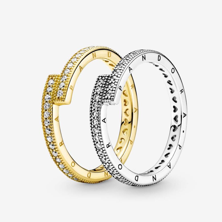 Ensembles De Bagues Pandora Sparkling Signature Duo Stacking Multicolore | 2870-XAEBP