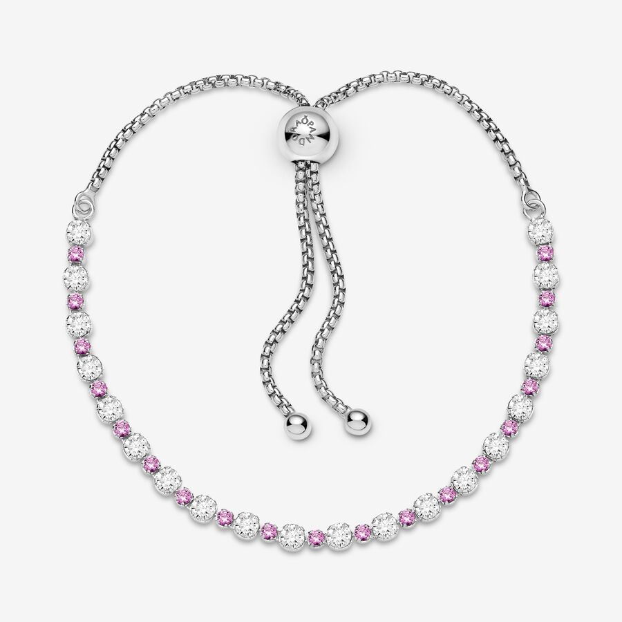 Glissement Pandora Pink & Clear Sparkle Slider Argent | 4309-MYIHG