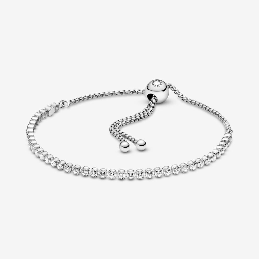 Glissement Pandora Sparkling Slider Tennis Argent | 5807-YUWKE