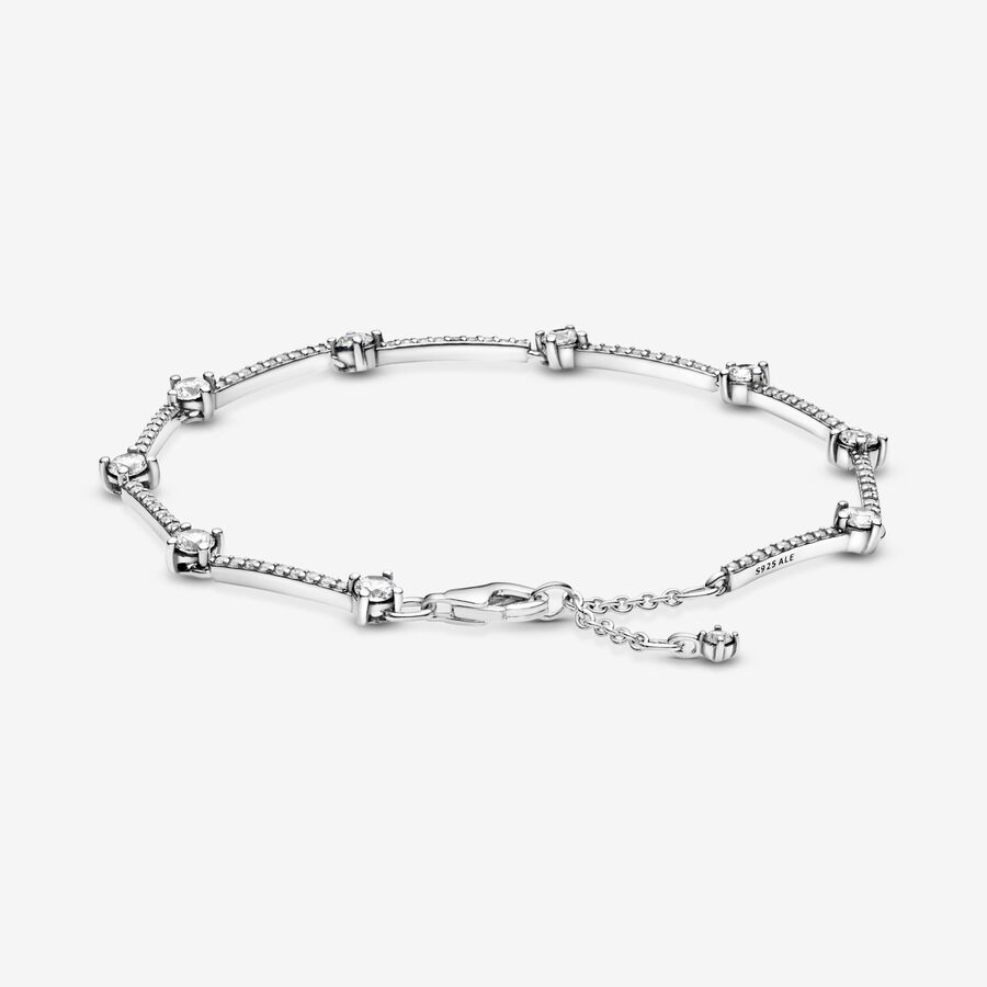 Non-Charms Pandora Sparkling Pave Bars Argent | 4387-NRMKJ