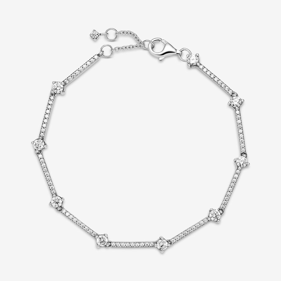 Non-Charms Pandora Sparkling Pave Bars Argent | 4387-NRMKJ