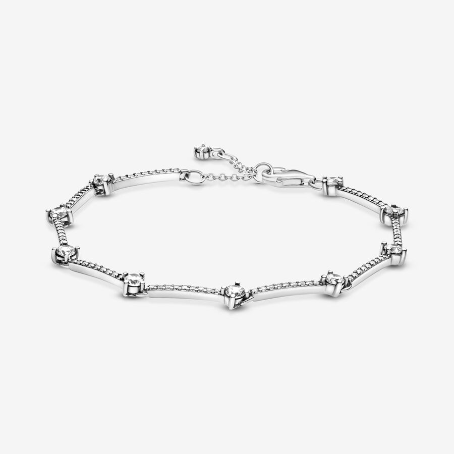 Non-Charms Pandora Sparkling Pave Bars Argent | 4387-NRMKJ