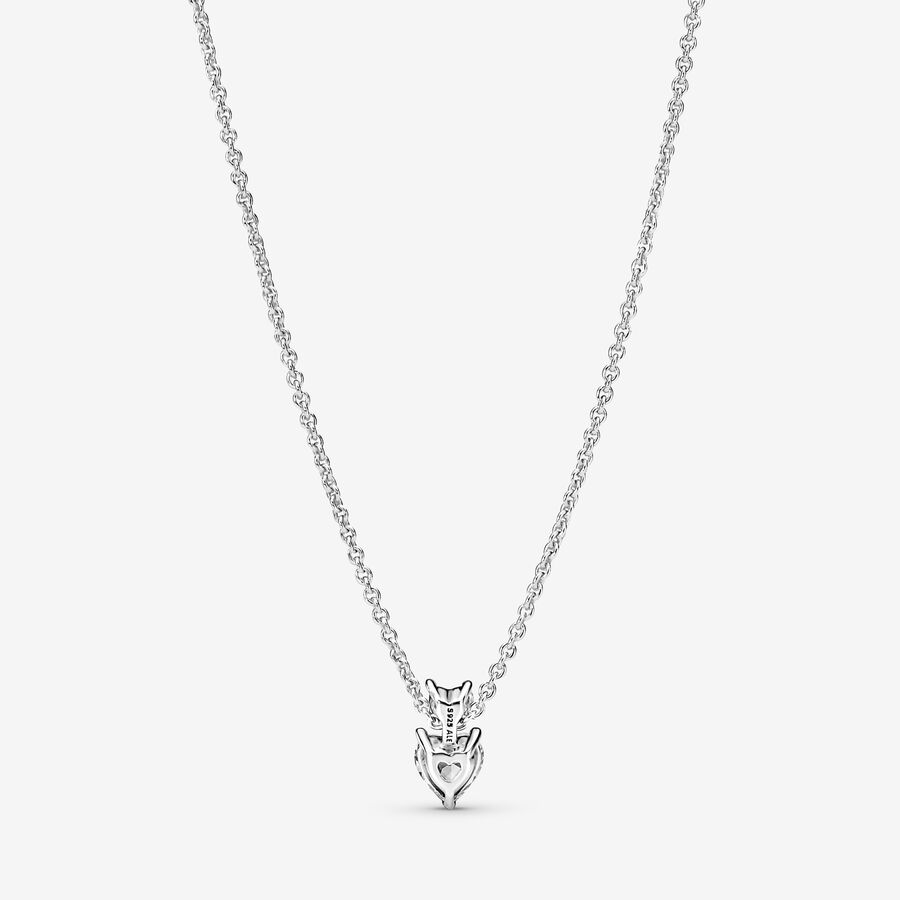 Pendentifs Pandora Double Sparkling Collier Argent | 0165-ZSMYH