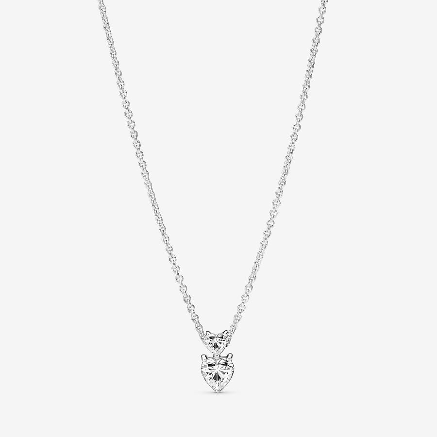 Pendentifs Pandora Double Sparkling Collier Argent | 0165-ZSMYH