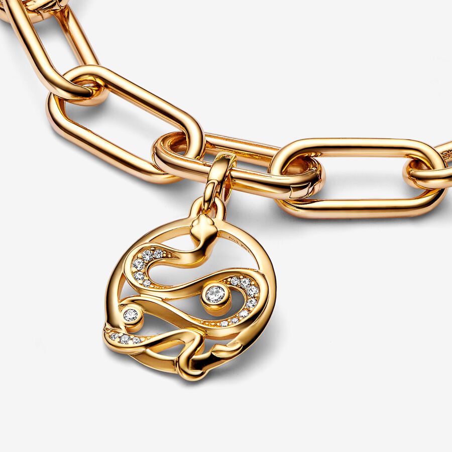 Pendentifs Pandora ME Pave Snake Medallion Doré | 9265-HQKSD