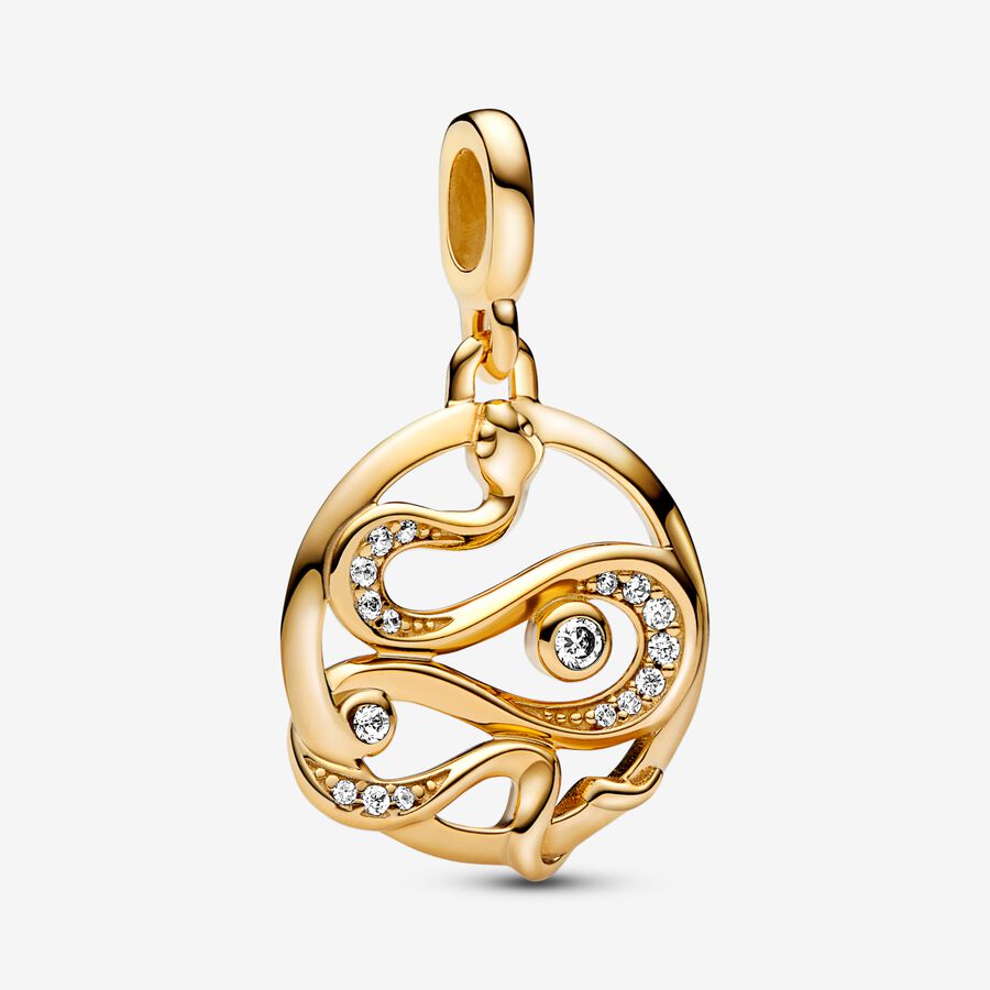 Pendentifs Pandora ME Pave Snake Medallion Doré | 9265-HQKSD