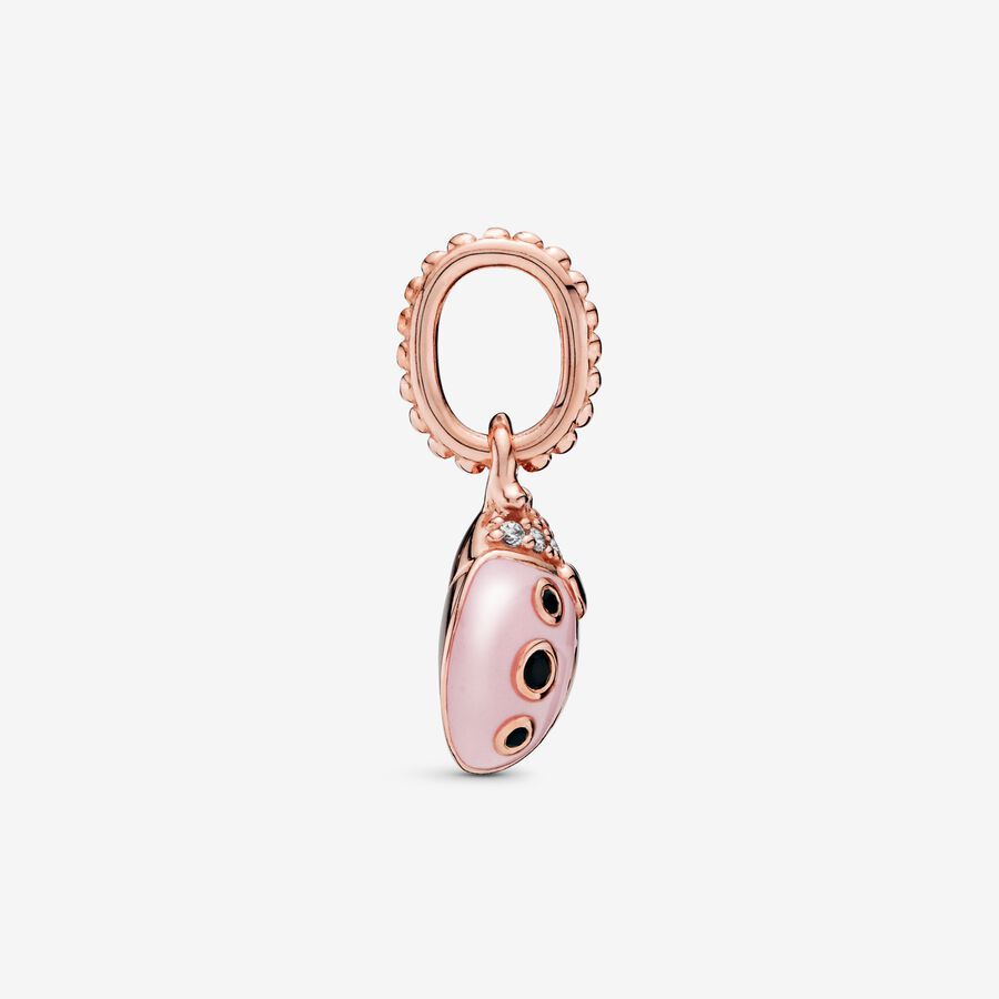 Pendentifs Pandora Pink Ladybird Rose Doré | 0432-CTKLF