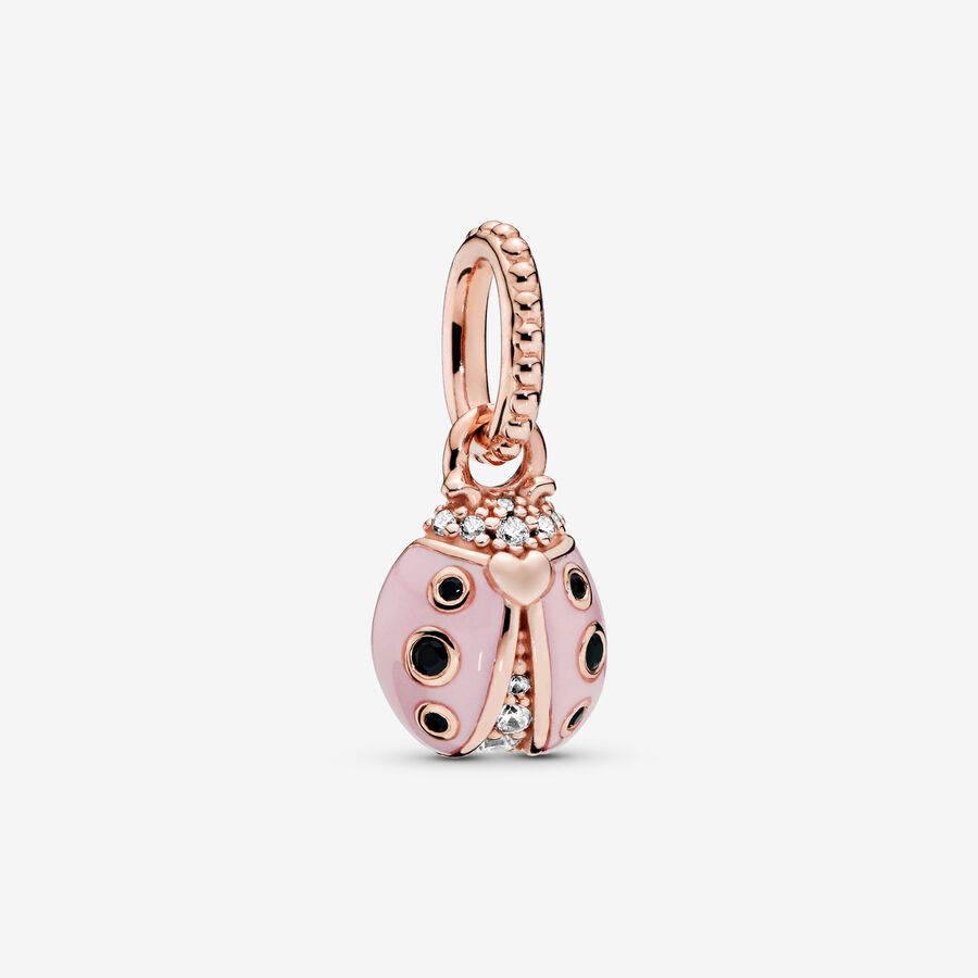 Pendentifs Pandora Pink Ladybird Rose Doré | 0432-CTKLF