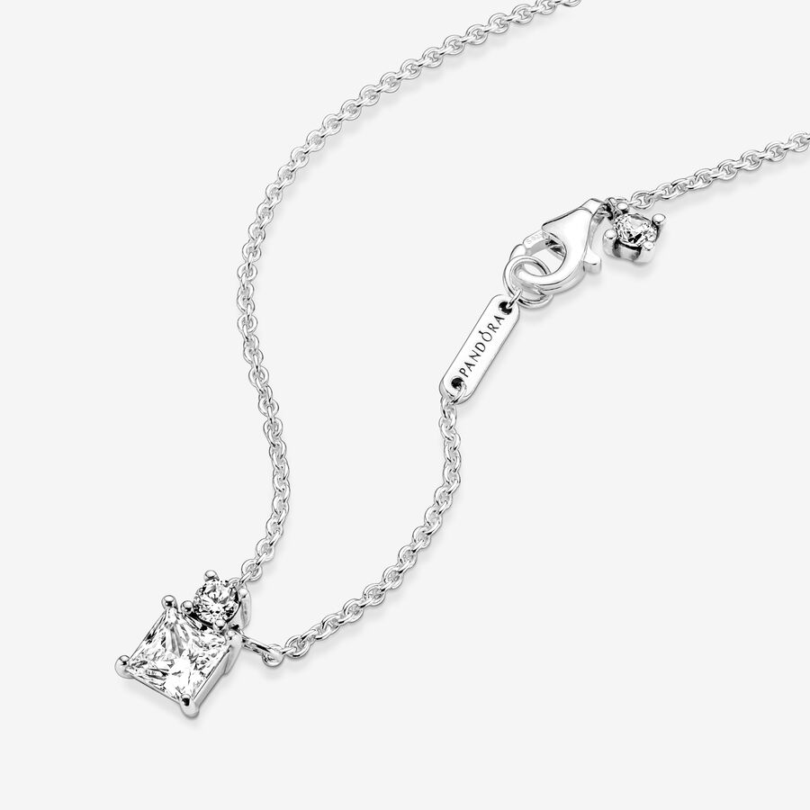 Pendentifs Pandora Sparkling Collier Round & Square Argent | 9163-AKVMN