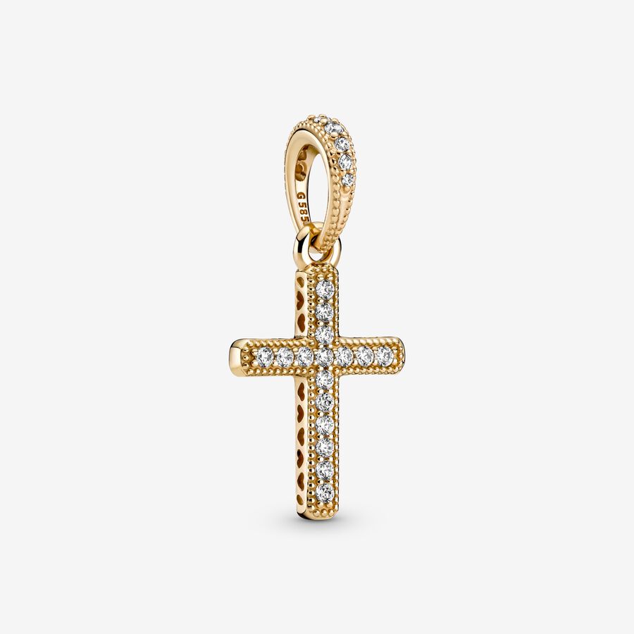 Pendentifs Pandora Sparkling Cross Doré | 9350-AQTRY