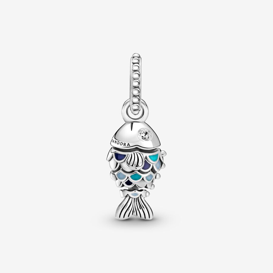 Pendre Pandora Blue Scaled Fish Argent | 3852-RGWOK