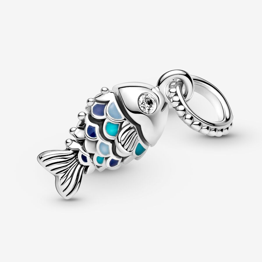 Pendre Pandora Blue Scaled Fish Argent | 3852-RGWOK