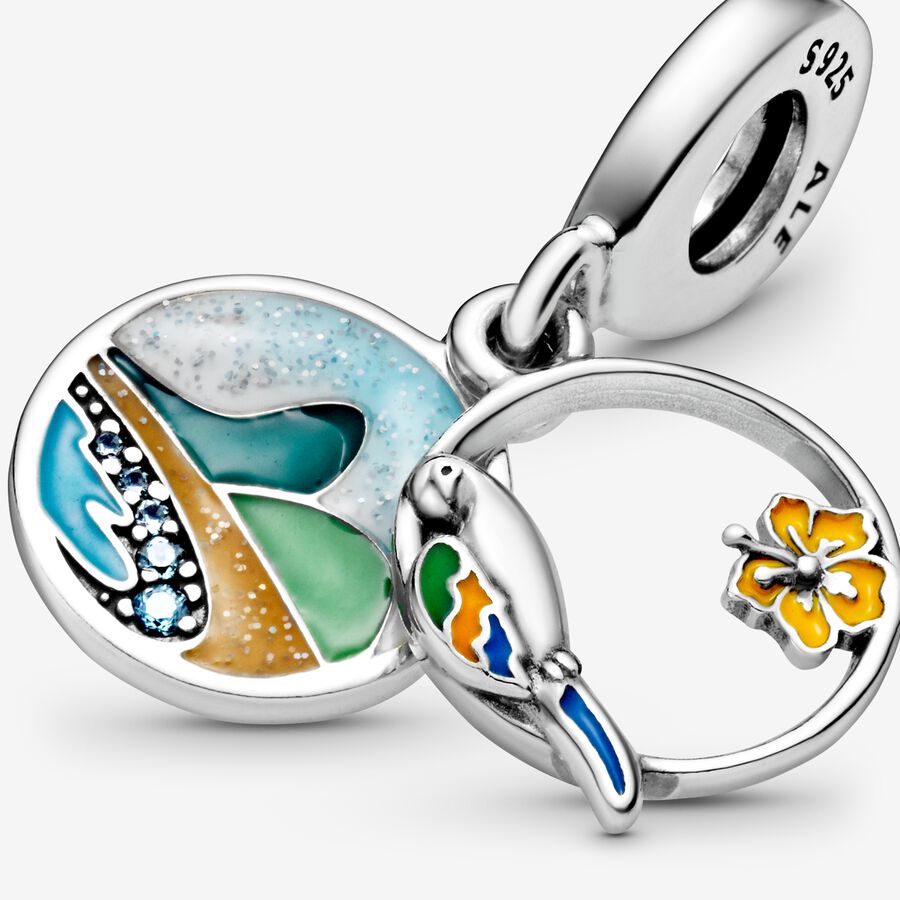 Pendre Pandora Brazil Beach & Parrot Argent | 4635-WASJN