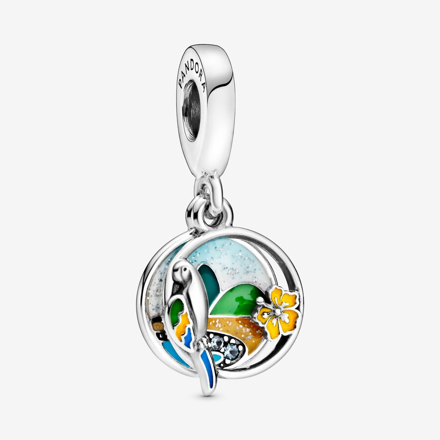 Pendre Pandora Brazil Beach & Parrot Argent | 4635-WASJN