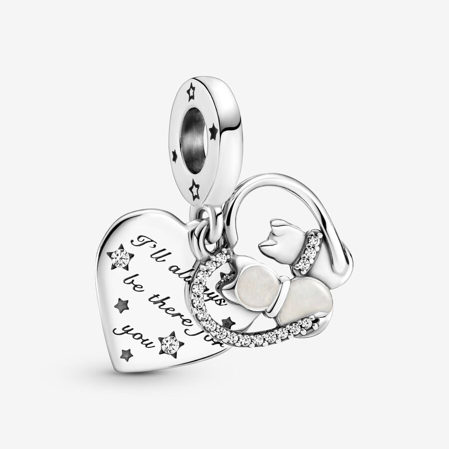 Pendre Pandora Cats & Hearts Argent | 8630-HQJGK