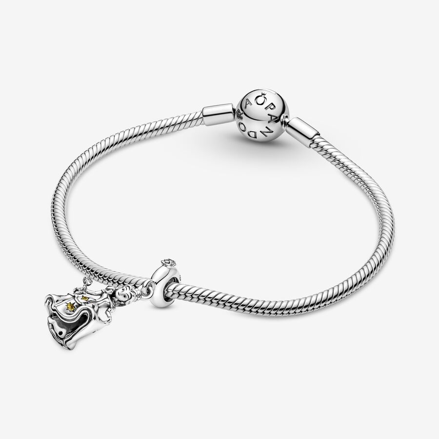 Pendre Pandora Disney Beauty the Beast Dancing Belle Argent | 6958-HRLKF