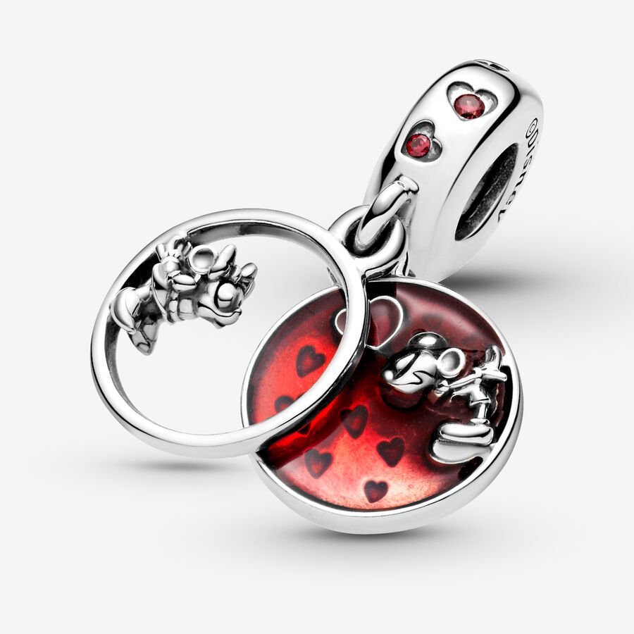 Pendre Pandora Disney Mickey Mouse & Minnie Mouse Love Kisses Argent | 2083-XOWJK