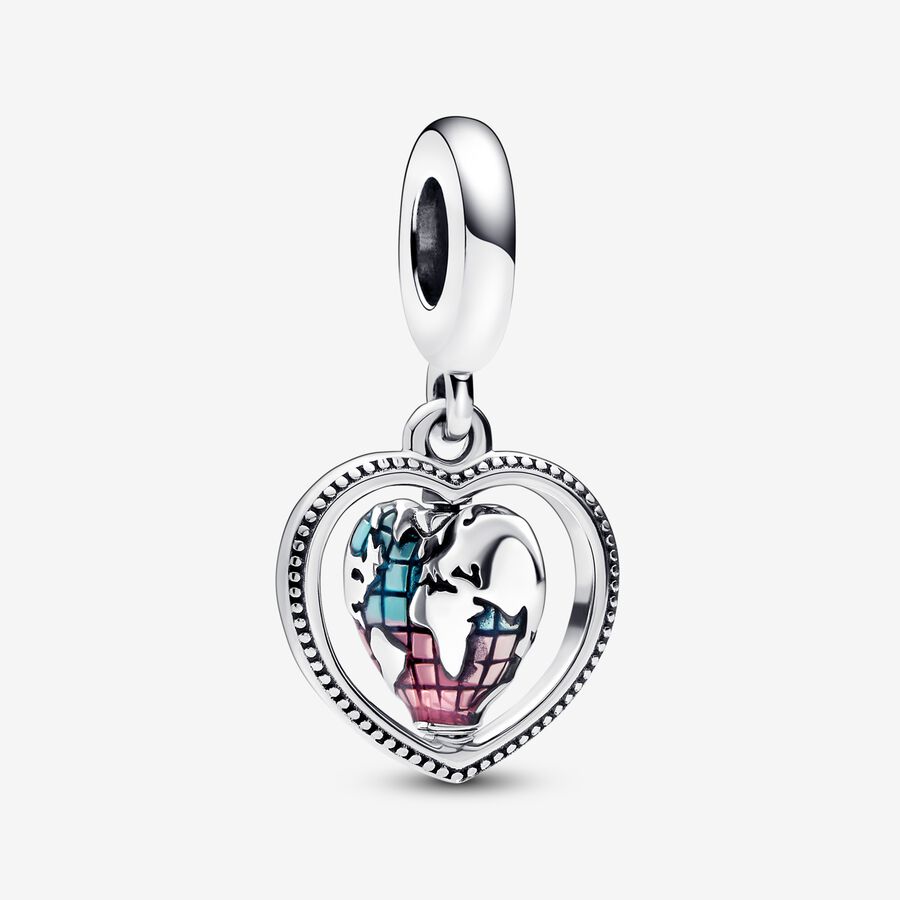 Pendre Pandora Family Spinning Globe Argent | 4982-NOLRG