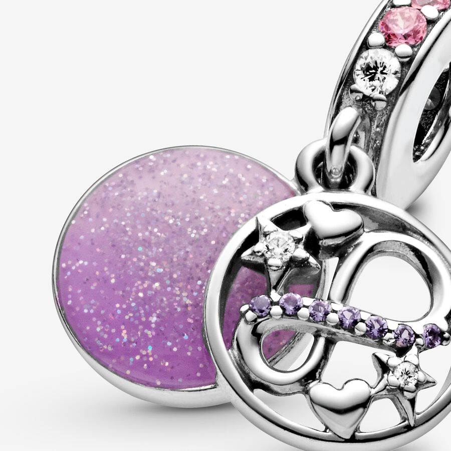 Pendre Pandora Glittering Infinity Hearts & Stars Argent | 6209-TPMUA