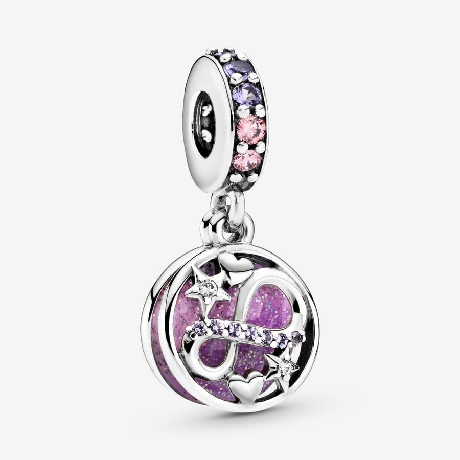 Pendre Pandora Glittering Infinity Hearts & Stars Argent | 6209-TPMUA